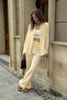 Yellow Adjustable Leg Draped Women's Trousers