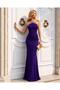 Purple Chest Pearl Embellished Long Evening Dress 583389 - 3