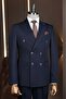 Exclusive double-breasted suit navy blue