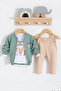 3-Piece 100% Cotton Baby Boy Set with Forest Cardigan - 2
