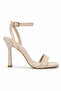 Elaris Women's Single Strap Beige Patent Leather Square Toe Heeled Shoes 11cm - 2