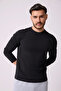 Men's Crew Neck Long Sleeve Regular Fit Basic T-Shirt Black - 5