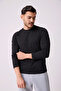 Men's Crew Neck Long Sleeve Regular Fit Basic T-Shirt Black - 2