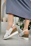 D25Ys 2640 White Genuine Leather Padding Women's Sandals - 2
