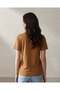 Women's Beige Short Sleeve Crew Neck T-Shirt - 3