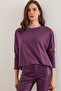 Women's Plum Crew Neck Bat Wool Viscose Blouse Blz- 19002801 - 3