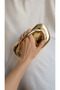 Women's Gold Metal Clutch Bag with Accessory for Special Occasions, Evening Dress Portfolio Clutch Bag - 4
