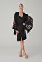 Vegan Silk Satin Women's Nightgown and Robe Set - Lx.26122 Black