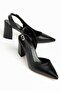 Tonia Black Leather Heeled Women's Shoes - 3