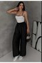 Women's Satin Fabric Trousers with Stopper Detail and Wide Legs - 4