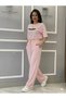 G Detailed Pink Bottom Top T-Shirt Modal Tracksuit Set Mazelf - 2