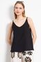 Women's Black Linen Look Sling Blouse Arm-24Y 001064 - 4