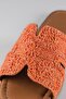Women's Orange Straw Weave Genuine Leather Summer Slippers - 3