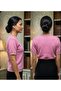 Women's Turquoise Short-Sleeved Striped Shiny Stylish Summer Sweater - 2