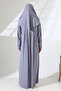 One Piece Practical Prayer Dress with Headscarf and Robe 8015 Gray - 8
