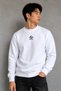 Men's White Cotton Winter Crew Neck Premium Sweatshirt Embroidered Soft Relaxed Fit - 2