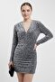 Women Sequins Detail Bodycon Dress, Silver - 4
