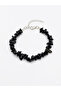 Black Natural Stone Opalised Broken Cut Closures Silver Color Steel Women Bracelet