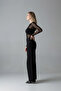 Women's Wide-Leg Cotton Black Skirted Jeans - 5