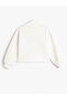 Crop Oversize College Sweatshirt Stand-up Collar with Ribbon - 3
