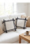 2-Pack |   100% Cotton Buldan Handmade Black Pompom Tasseled Natural Zipperless Pillow Cover