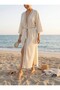 Ces Store Handmade Embroidered Linen Kaftan, 60% Linen 40% Cotton, Breathable Fabric - 4