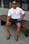 Men's Premium Jogger Relax Fit Navy Blue Short Combed Cotton Shorts - 5