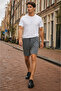 Men's Regular Lace-Up Casual Smoked Basic Shorts - 4