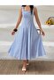 Women's Dress Gingham Square Collar Thick Strap Midi Length Dress - 5