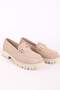 Women's Genuine Leather Buckle Detailed Casual Moccasin Loafer Shoes Suede Beige - 5