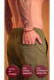 Men's Khaki Elastic Cuffed 3-Pocket Zippered Parachute Sweat-Wicking Trousers with Back Pockets
