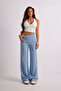 Bubble Fabric High Waist Folded Belted Comfortable Women's Wide Leg Sweatpants - 2