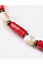 Natural Stone Design Necklace; Red Variscite & Drop Mother-Of-Pearl Stone - 6