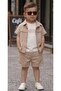 Boys Camouflage Embroidered Shirt Printed T-Shirt Shorts Summer Set