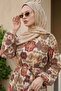 Pleated Shawl Pattern Chiffon Dress - Red - 3