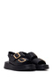 Women's Black Double Buckle Thick Sole Leather Comfort Sandals 26Sfd342418 - 2