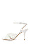 Women's White Ankle Buckle High Thin Heeled Fabric Sandals 26Sfd12196F - 4
