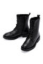 Women's Black Lace-Up Zipper Detailed Leather Boots 25Wfd150818 - 3