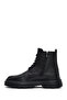 Men's Black Zippered Thick Soled Leather Boots 25Wfd6857Ft - 3