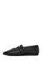 Women's Black Double Buckle Shoes, Leather Ballerinas 26Pfd140018 - 3