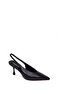 Women's Black Heeled Open-Back Leather Shoes 26Pfd121918 - 8