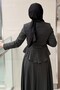 Embossed Floral Embroidered Jacket Skirt Set - 4