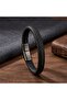 Black Leather Braided Steel Bracelet - 20 cm - 3