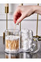 Anti-Tip Conjoined Transparent Brush Holder, Cotton Swab and Earpick Organizer, Multi-Purpose Organizer with Lid - 4