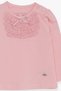 Baby Girl Long Sleeve T-Shirt with Laced Bow, 6 Months-2 Years, Powder - 3
