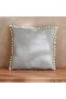 Solara Water Repellant Pom Pom Trimmed Outdoor Filled Cushion 45x45cm- Olive