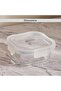 Superior Leakproof Glass Square Food Container 520ml -Clear & Grey - 6
