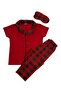 Father-Son Boy Cotton Milan Fabric Red Plaid Shirt Collar Buttoned Sleep Band Short Sleeve Pajama Set - 2
