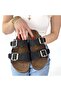 Rıno Double Buckle Comfortable Black Nubuck Daily Slippers - 6