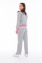 Women's Cotton V-Neck Stripe Detailed Tracksuit Set Gray Melange -8537 - 3